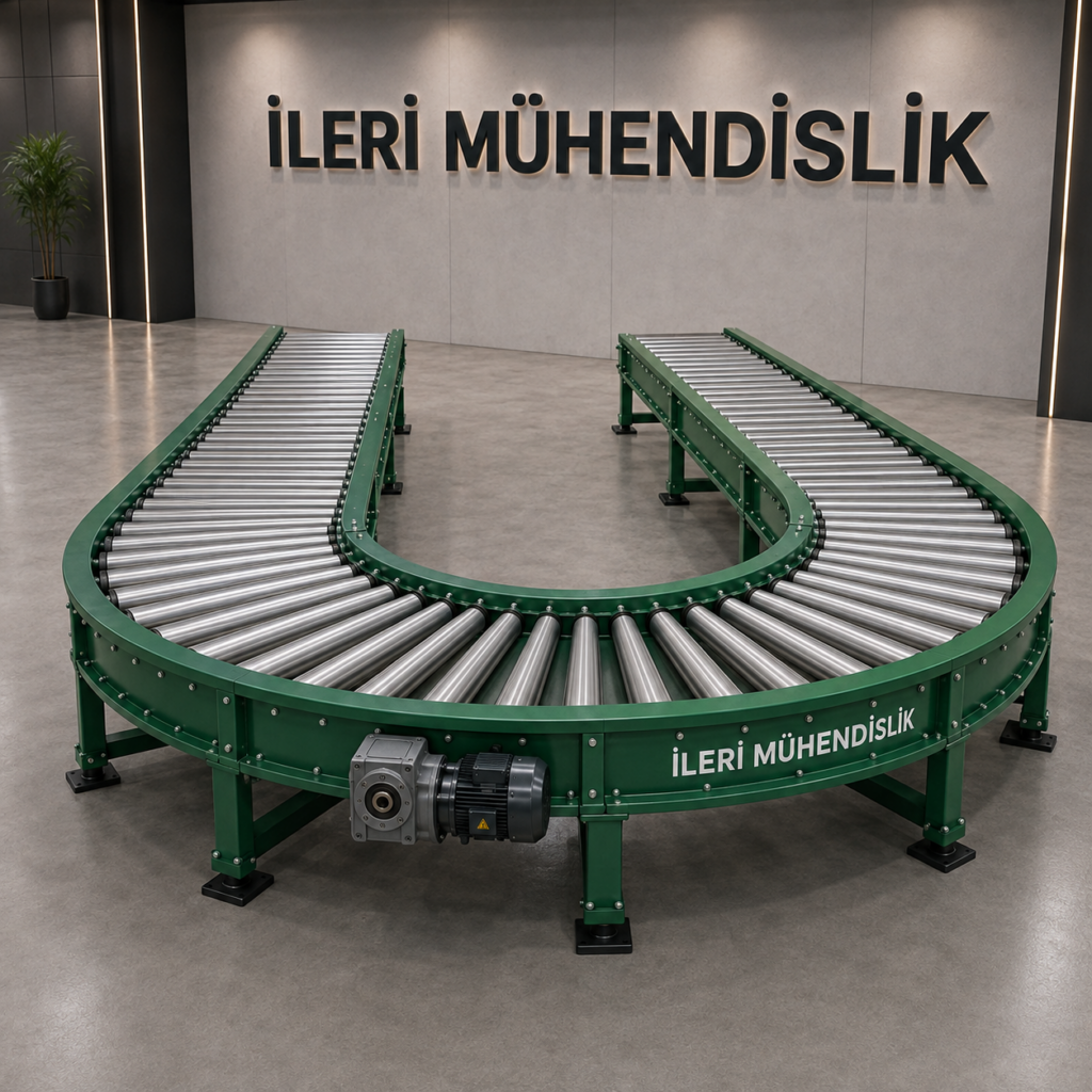 180 derece dönüşlü rulolu konveyör