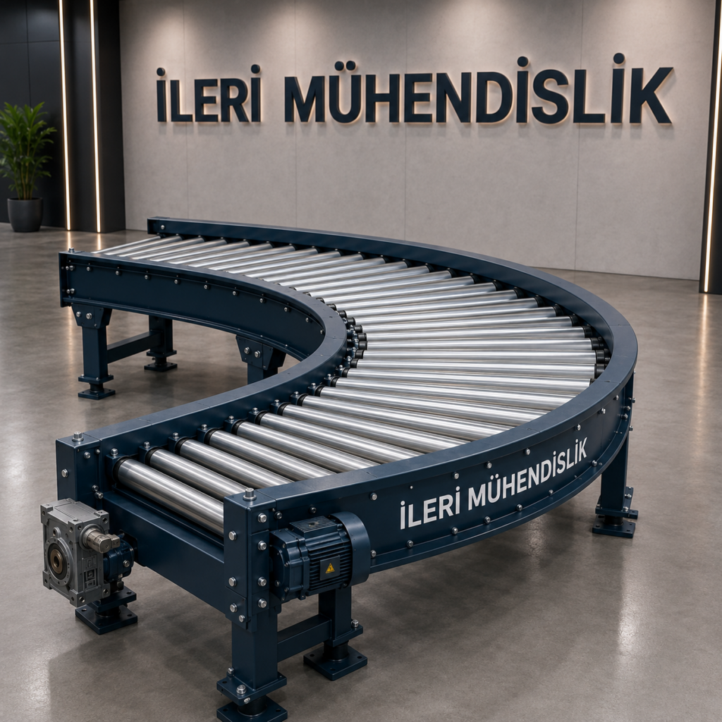 90 derece dönüşlü rulolu konveyör