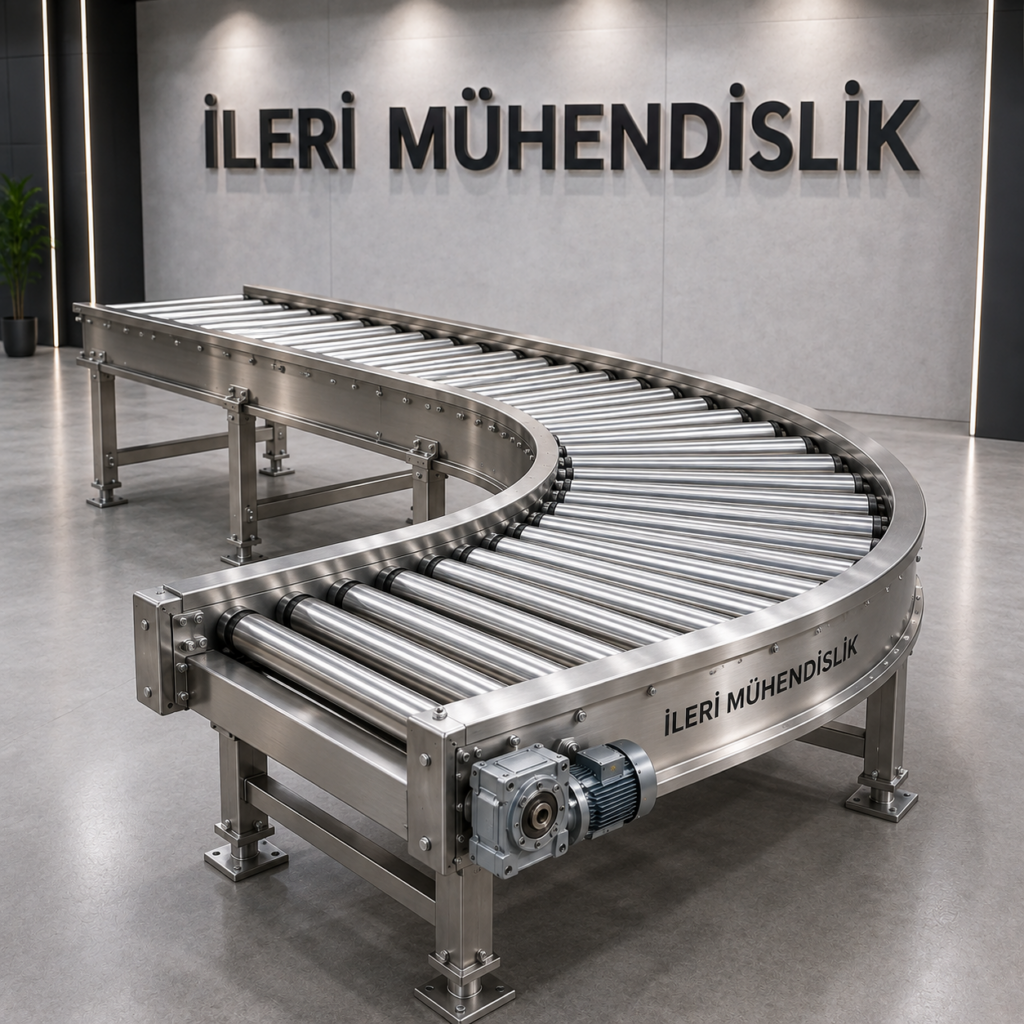 paslanmaz dönüşlü rulolu konveyör